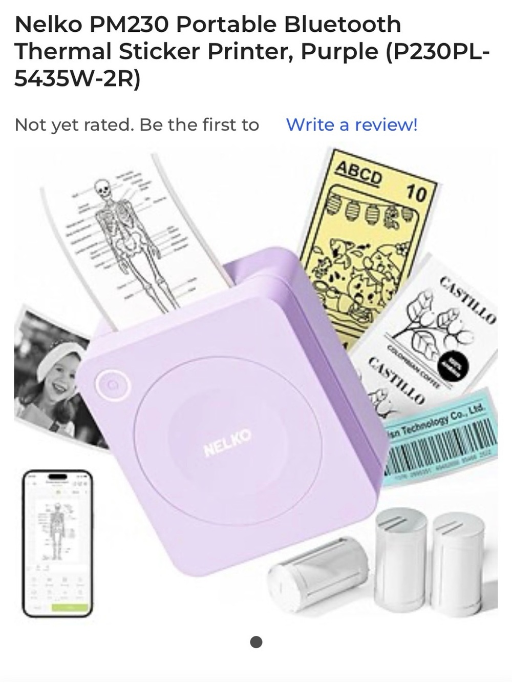 Nelko Portable Bluetooth Thermal Sticker Printer - Lavender